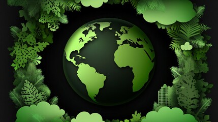 Stylish Circular Green Earth Illustration in Vector