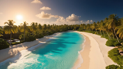 Idyllic tropical beach with turquoise water.