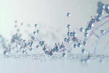 A graph made of chemical molecules on a white background, concept of increasing investment value in the chemical fuel sector or the analysis of molecular and scientific data.
