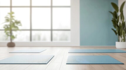 Fototapeta premium Serene Yoga Studio with Mats and Peaceful Ambiance for Office Background