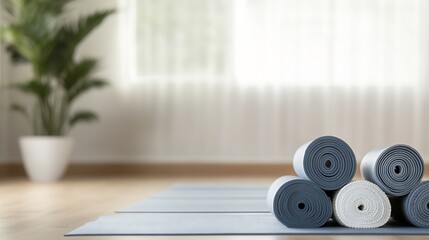 Peaceful Yoga Studio with Mats and Serene Atmosphere for Relaxation and Wellness