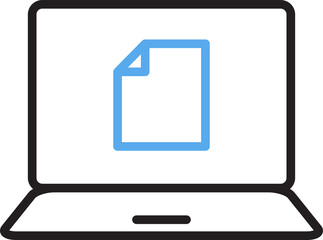 Laptop and Document Line Icon
