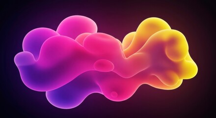 Neon Fluid Dream: Abstract image of vibrant, glowing fluid forms in pink, purple, and yellow, creating a dynamic and surreal visual experience.  