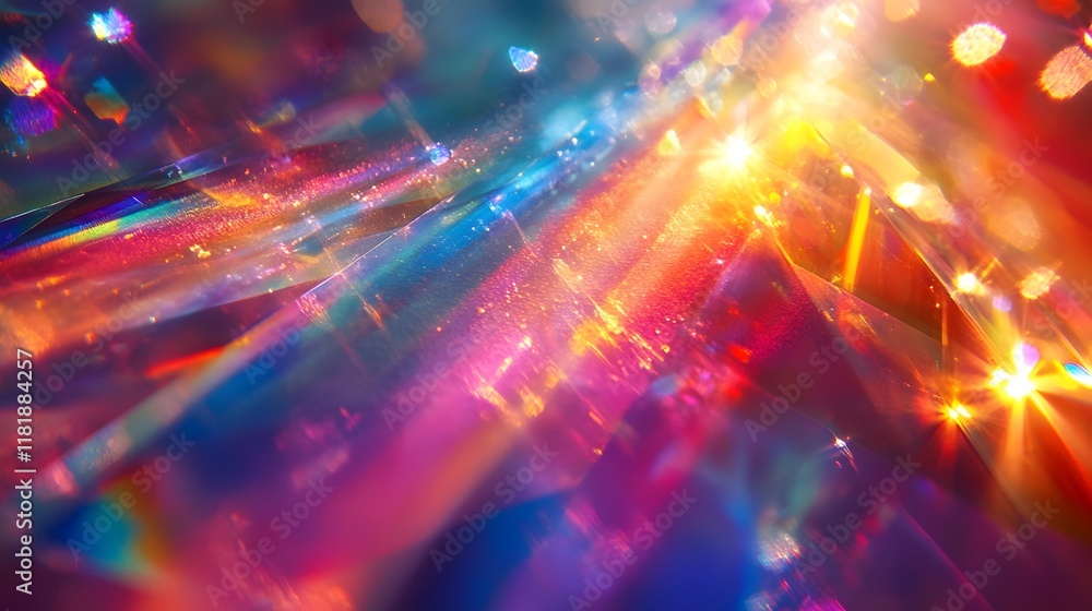 Poster mesmerizing abstract image showcasing the dynamic and vibrant dispersion of a rainbow prism blending