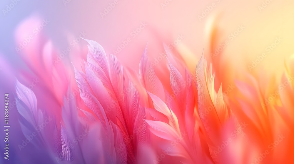 Poster vibrant gradient color patterns with delicate floral elements and minimal decorative accents in soft