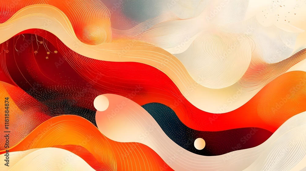 Poster vibrant and modern lunar new year abstract background with clean lines gradient patterns and subtle 