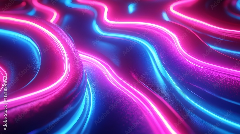 Poster captivating electric neon radiant patterns with bright vivid chromatic contrasts and fluid pulsating