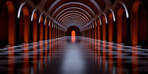 Obraz premium A stunning view of a modern architectural corridor with dramatic lighting effects.