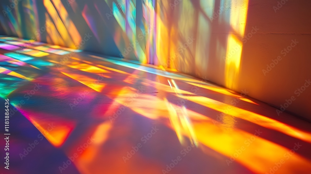 Aufkleber mesmerizing rainbow prism light refracting and radiating with vivid shimmering gradients and kaleido