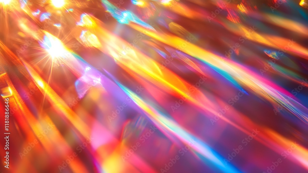 Poster captivating image showcasing a radiant prism of light with shimmering iridescent gradient tones and 
