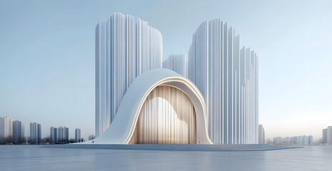 Obraz premium modern architecture with empty road and platform