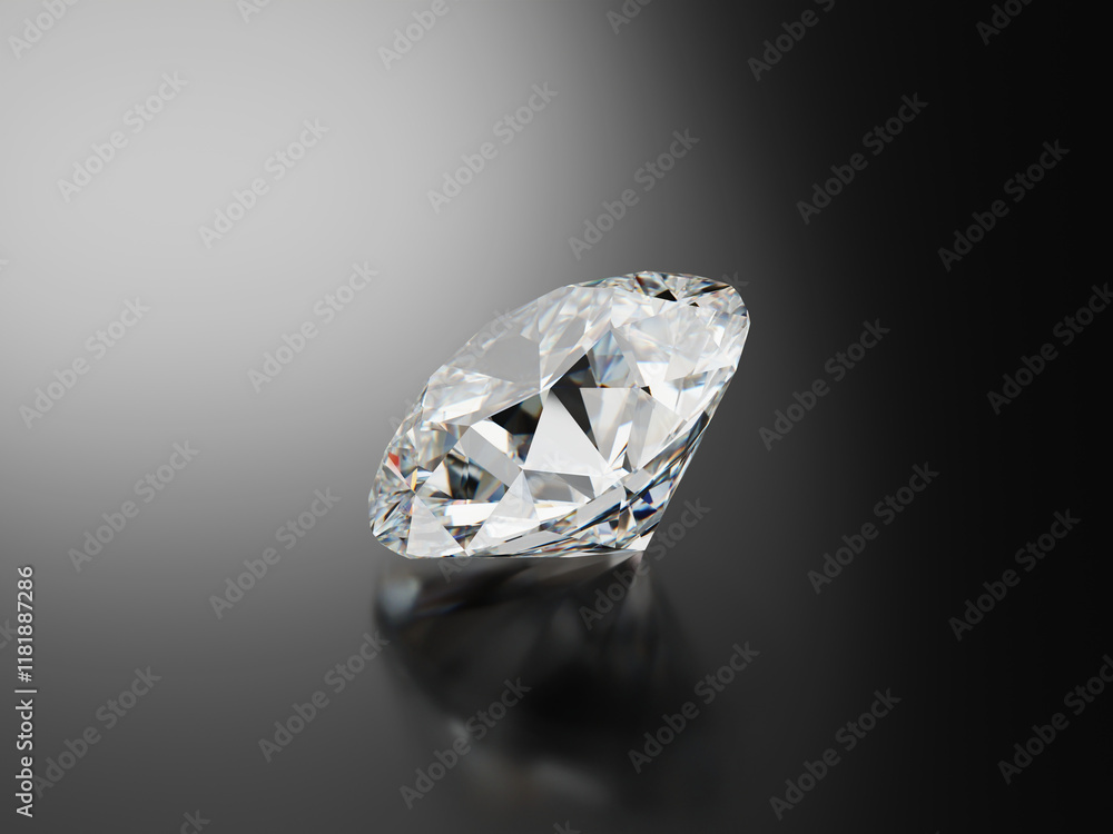 Aufkleber shiny facet diamond placed on white background 3d render with copy space