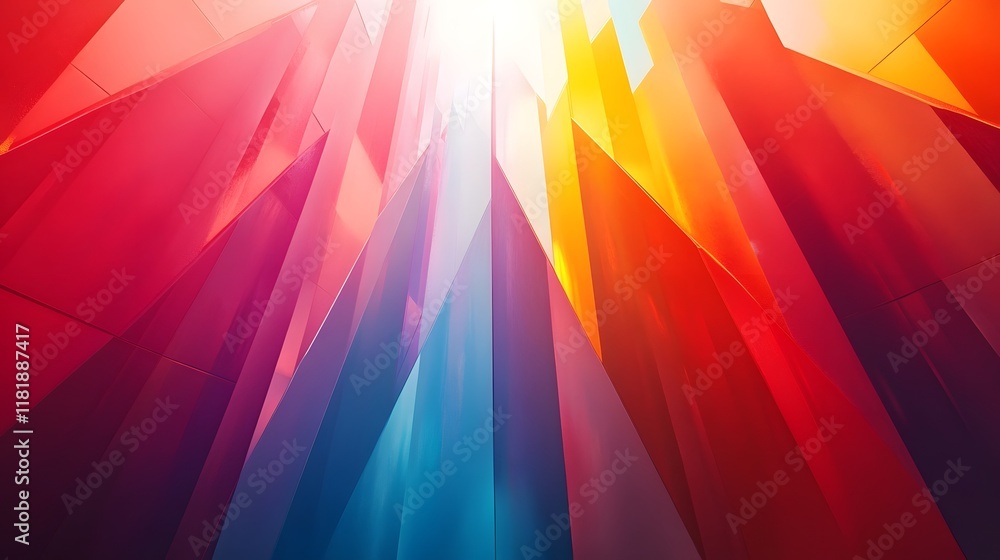 Poster prismatic angles a visually captivating image showcasing a glowing spectrum of vibrant hues blending