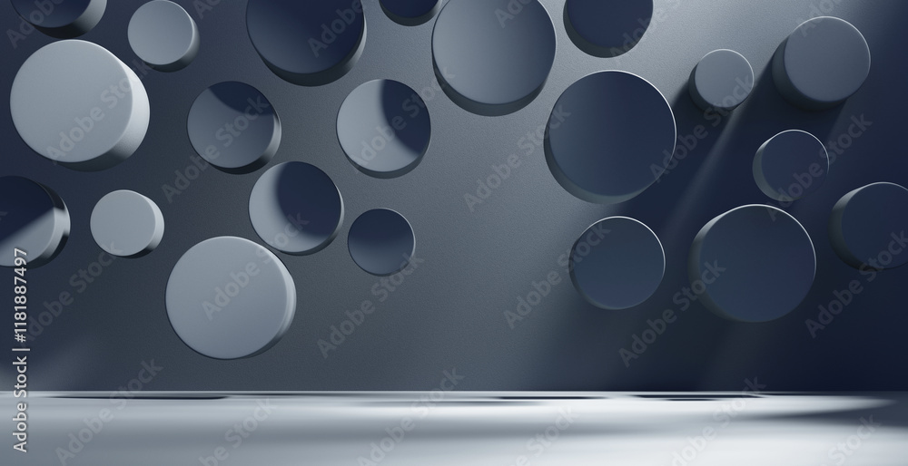 Poster abstract empty dark bakcground with light 3d rendering