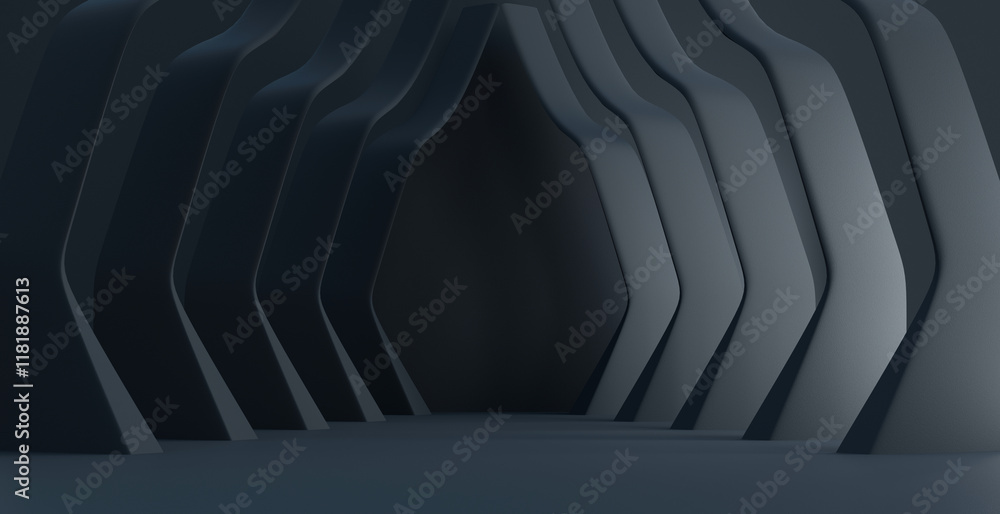 Poster abstract empty dark bakcground with light 3d rendering