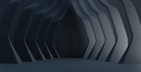 Abstract empty dark bakcground with light 3d rendering
