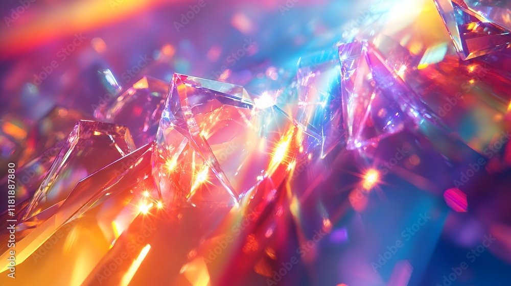 Poster mesmerizing prism dispersion glowing with vibrant rainbows and gradient clarity creating a dynamic c