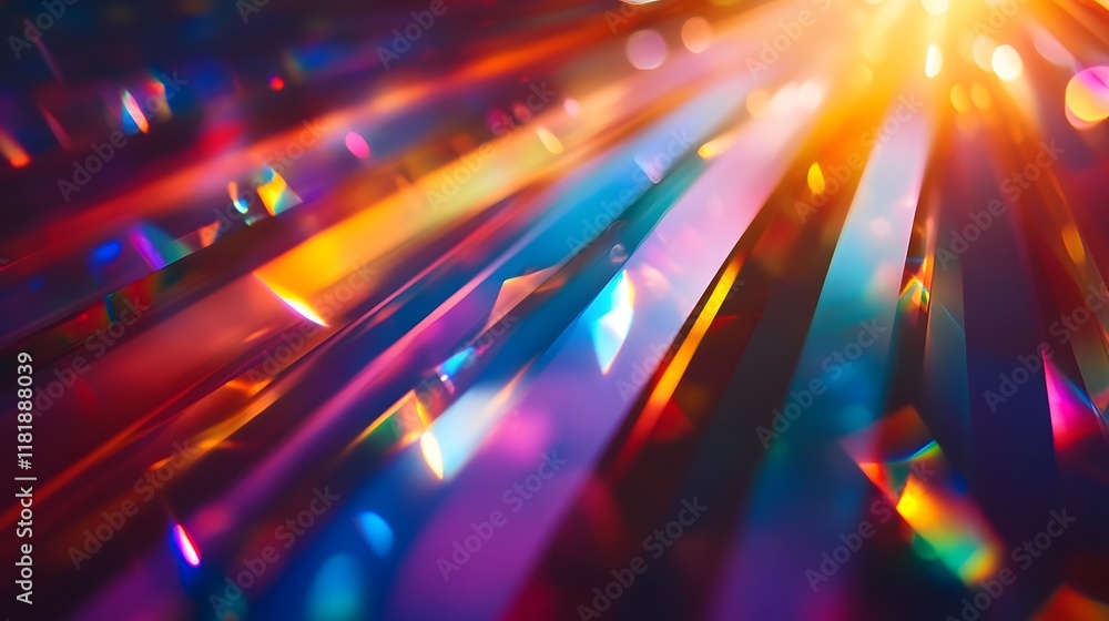 Poster captivating abstract image showcasing the dynamic dispersive qualities of a prism blending vibrant r