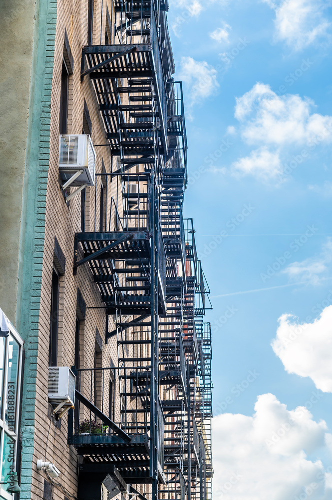 Wall mural A view of fire escapes on buildings close to Central Park in Manhattan, New York, in the fall