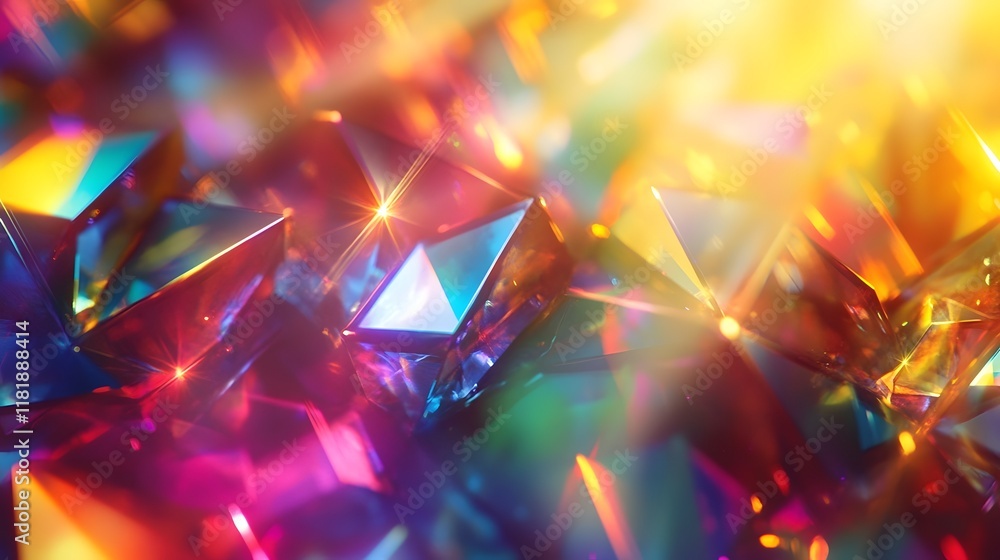 Poster glowing prism dispersion creating a captivating display of shimmering rainbow radiance with vibrant 