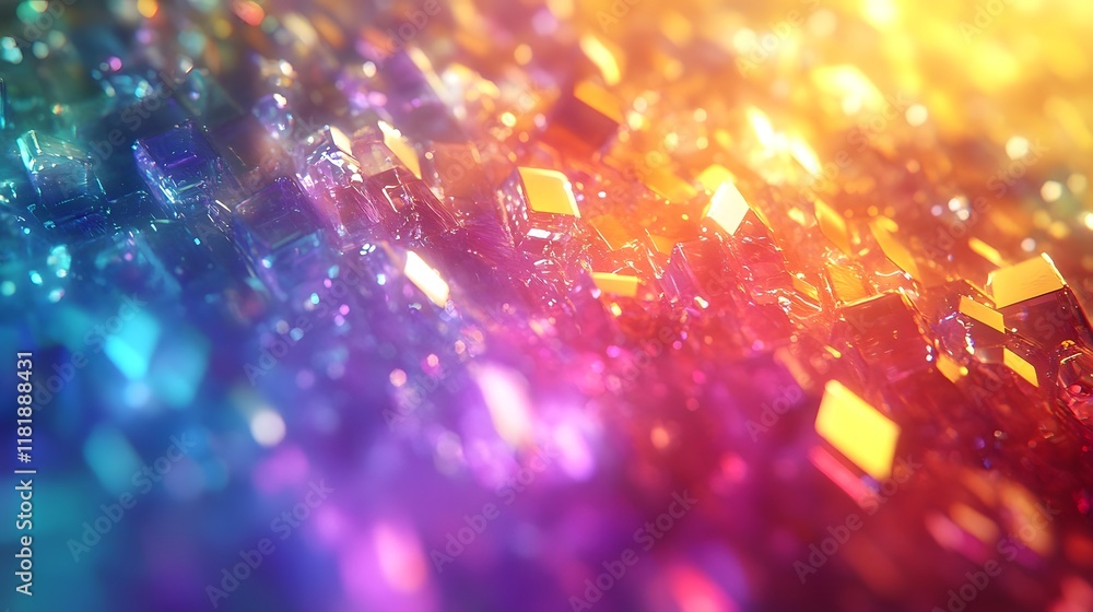 Poster mesmerizing rainbow prism dispersion with vibrant glow and shimmering radiance captivating abstract 