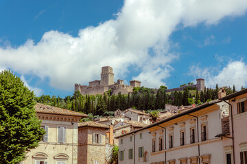 La Rocca Maggiore Or Large Fort in historic town Assisi, Umbria, Italy