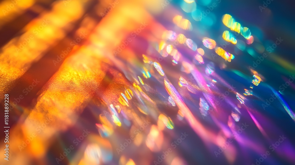 Poster mesmerizing prismatic light refractions blending vibrant gradients with shimmering clarity creating 
