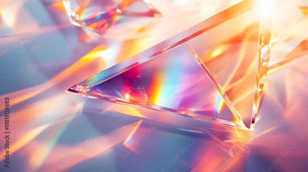 Poster radiant prism with vibrant angles refracting into captivating rainbows blending shimmering tones wit