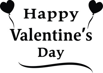 happy valentines day typography simple black floating love icon
