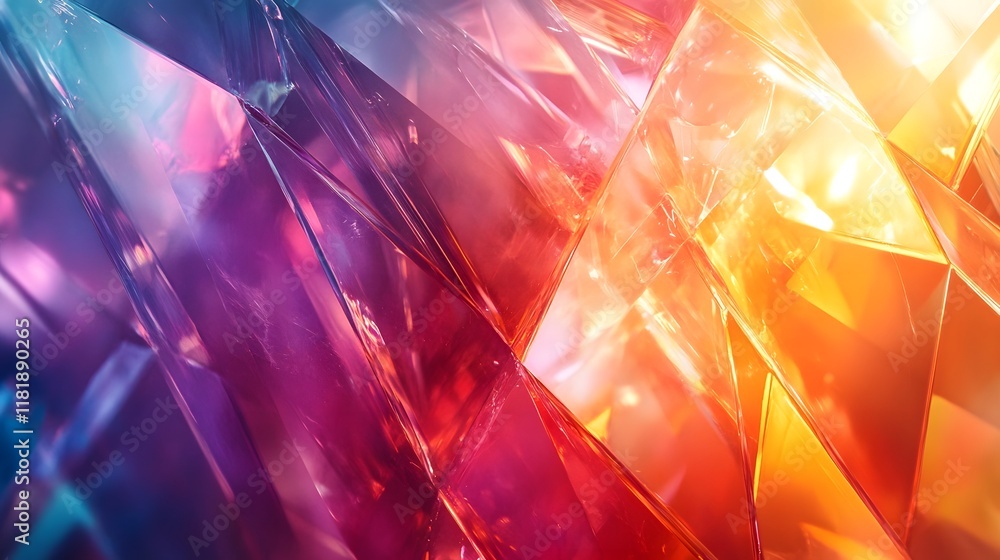 Poster radiant prism angles creating vibrant shimmering rainbows with tonal clarity and captivating gradien