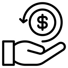 Hand Icon with Dollar Sign Representation