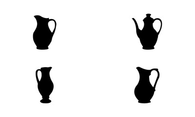 Jug silhouette set in black and white