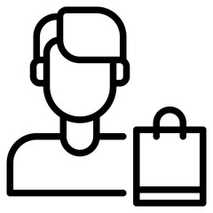 Minimalist Icon of Person with Shopping Bag