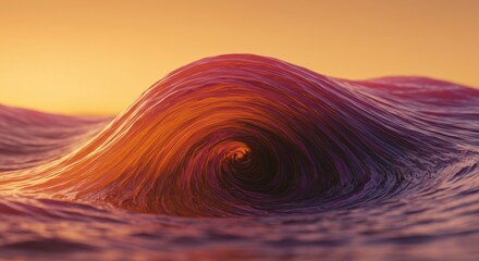 Abstract Ocean Wave: A mesmerizing, swirling wave of vibrant orange and purple hues, reminiscent of a sunset, creates a captivating abstract seascape.