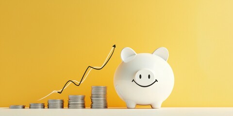 Fototapeta premium Piggy Bank with Coin Stacks and Growth Chart Design
