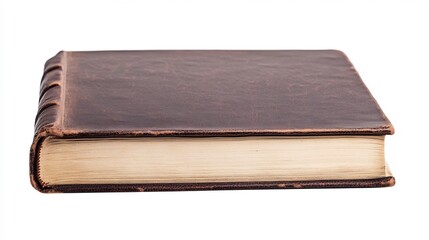 Obraz premium Vintage Leather-Bound Book on White Background