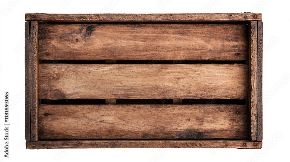 Poster rustic wooden crate with visible texture on a plain background