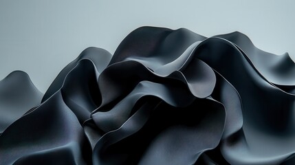 Obraz premium Shiny black silk fabric, smooth and elegant under dramatic lighting