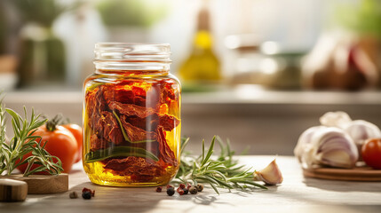 Hyper-Realistic Sun-Dried Tomatoes in Jar with Olive Oil
