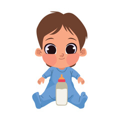baby boy with milk bottle
