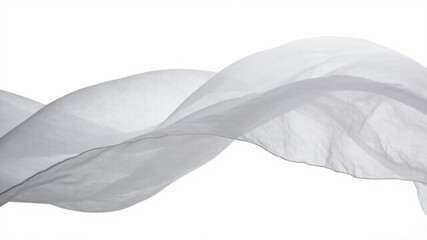 
Floating white fabric on a white background