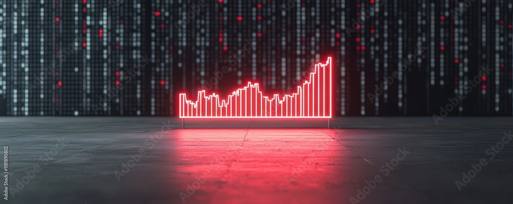 Poster a glowing red graph rises against a dark, digital backdrop, symbolizing growth and progress in data 