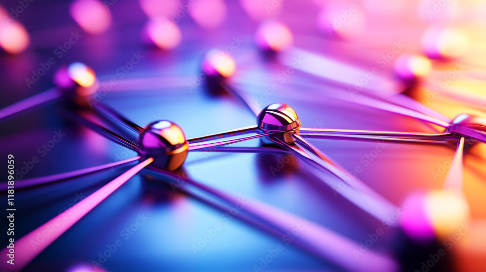 Aufkleber abstract technology background with colorful connections and nodes in a fiber structure design