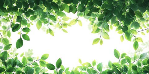 Fototapeta premium Green leaves frame on white background. (2)