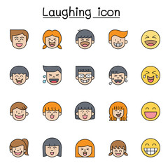 Laughing icon set in thin line style