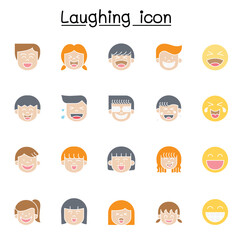 Laughing icon set in thin line style