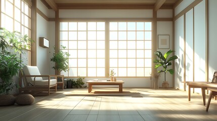 Serene interior design showcase modern home room environment bright light