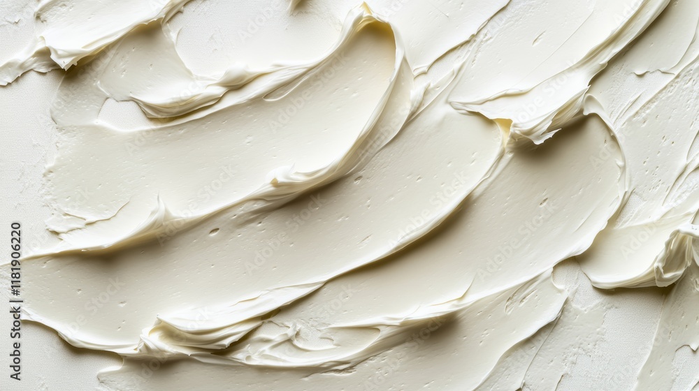 Poster creamy white cosmetic product is creating a textured background with smears and swatches, offering a