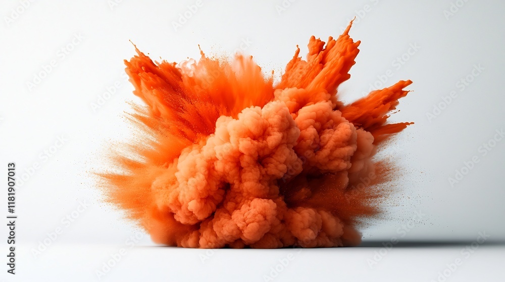 Poster captivating orange liquid vortex frozen in time on clean white canvas showcasing striking abstract c