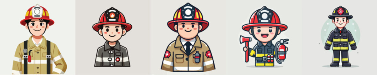 vector set of smiling firefighters